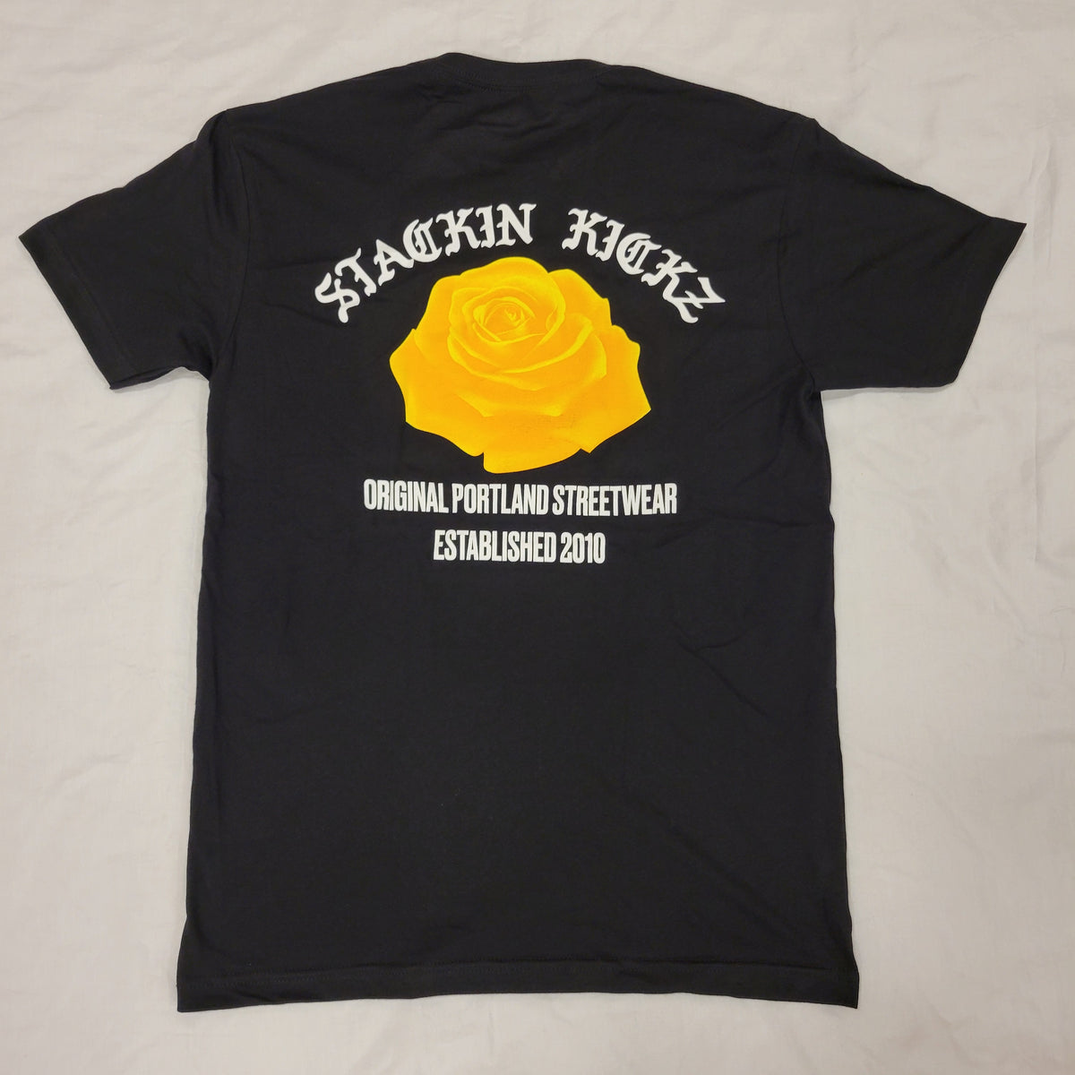 Black Yellow Rose tee – Stackin Kickz