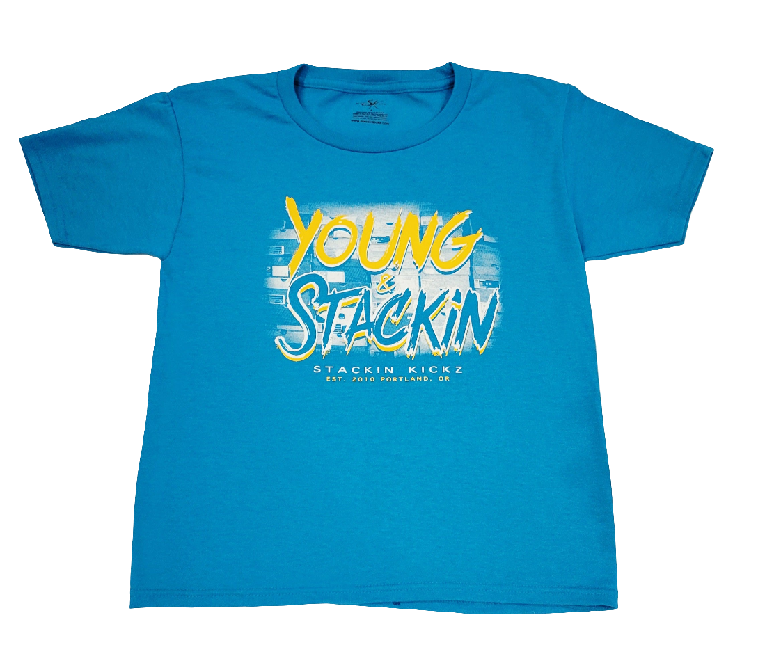Kids Aqua/Yellow Young &Stackin  Tee