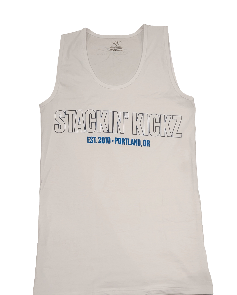 White Blue Outline Tank