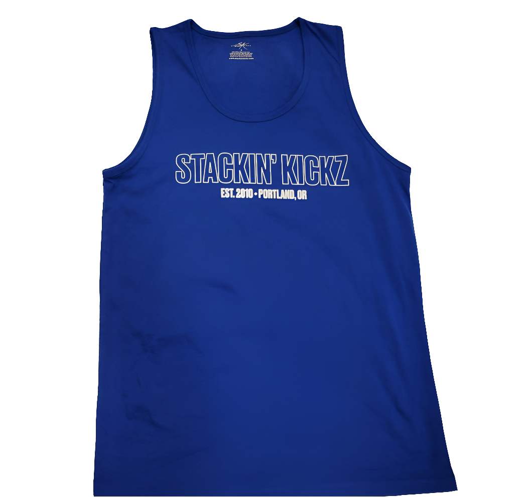 Blue White Outline Tank
