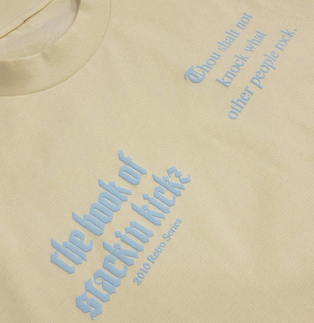 Cream/Ice Blue Heavyweight "SHOE RELIGION" reimagined Tee.