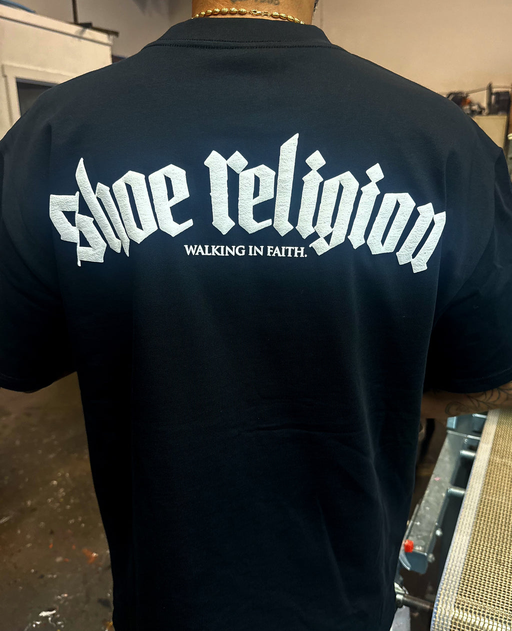 Heavyweight "SHOE RELIGION" reimagined Tee.