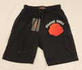 Black Red Embroidered Rose Shorts