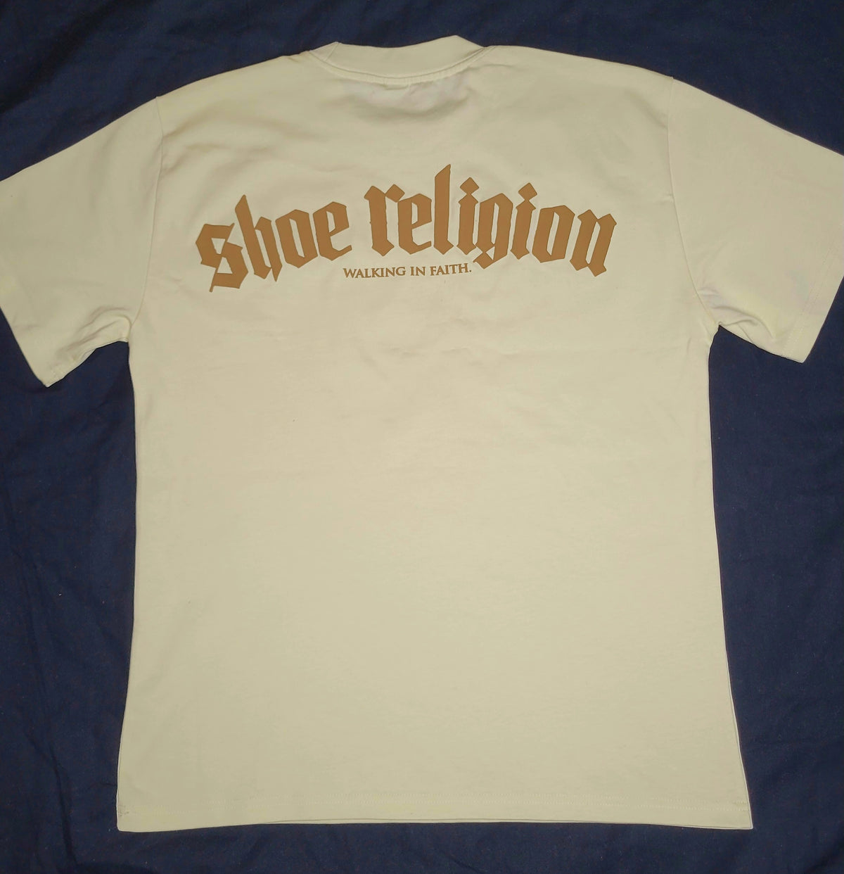 Cream/ Coffee Heavyweight "SHOE RELIGION" reimagined Tee.
