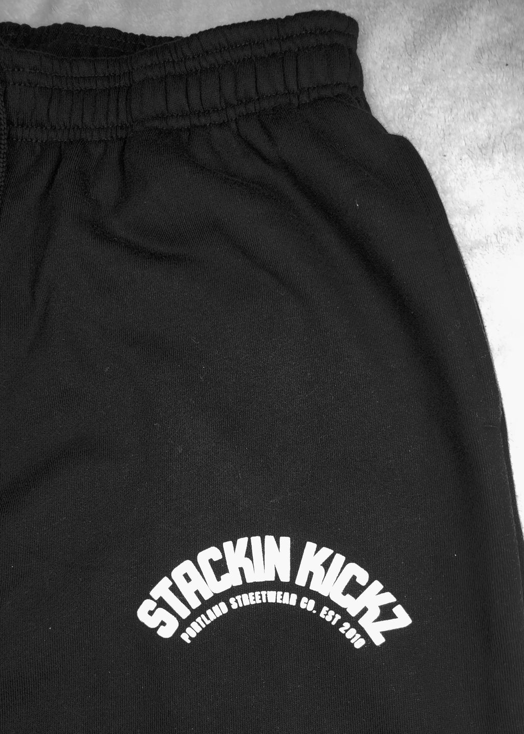 Black Stackin Kickz "Curve" Cuffed Bottom Heavyweight Joggers
