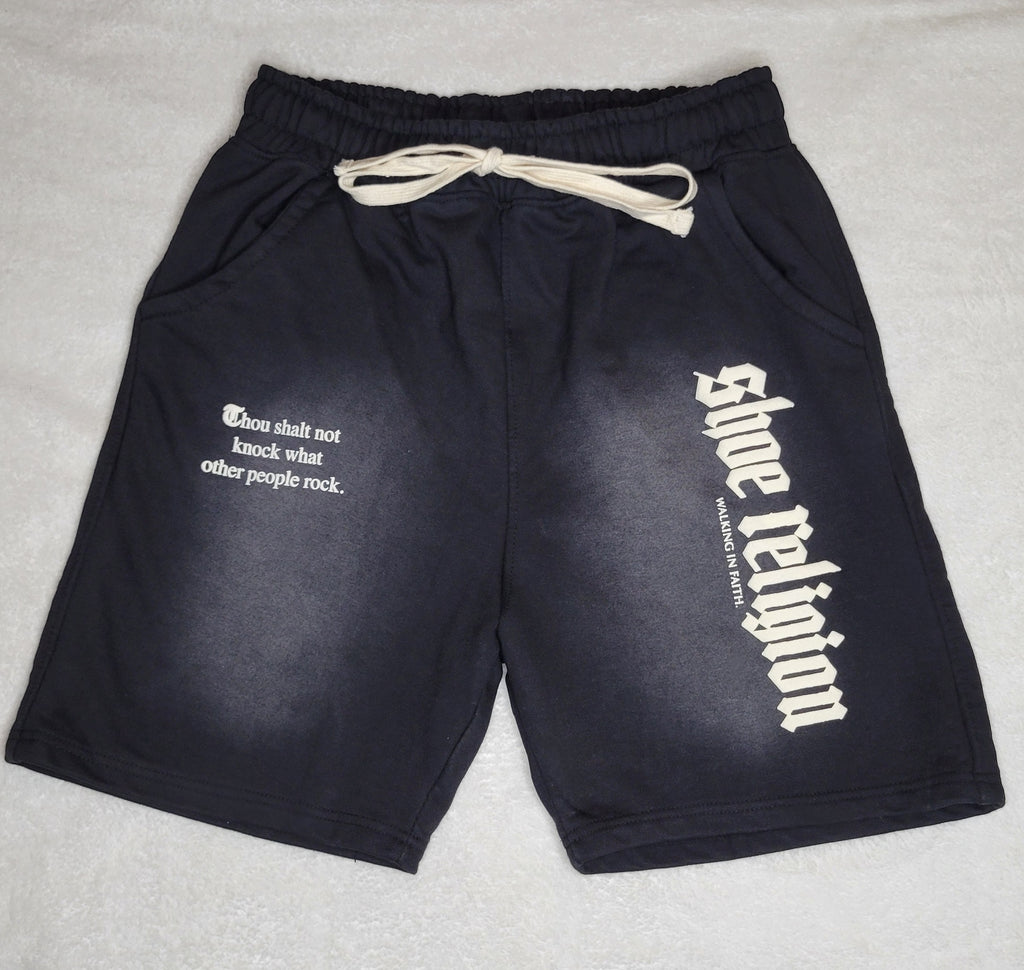 Black/Cream "Shoe Religion" Shorts