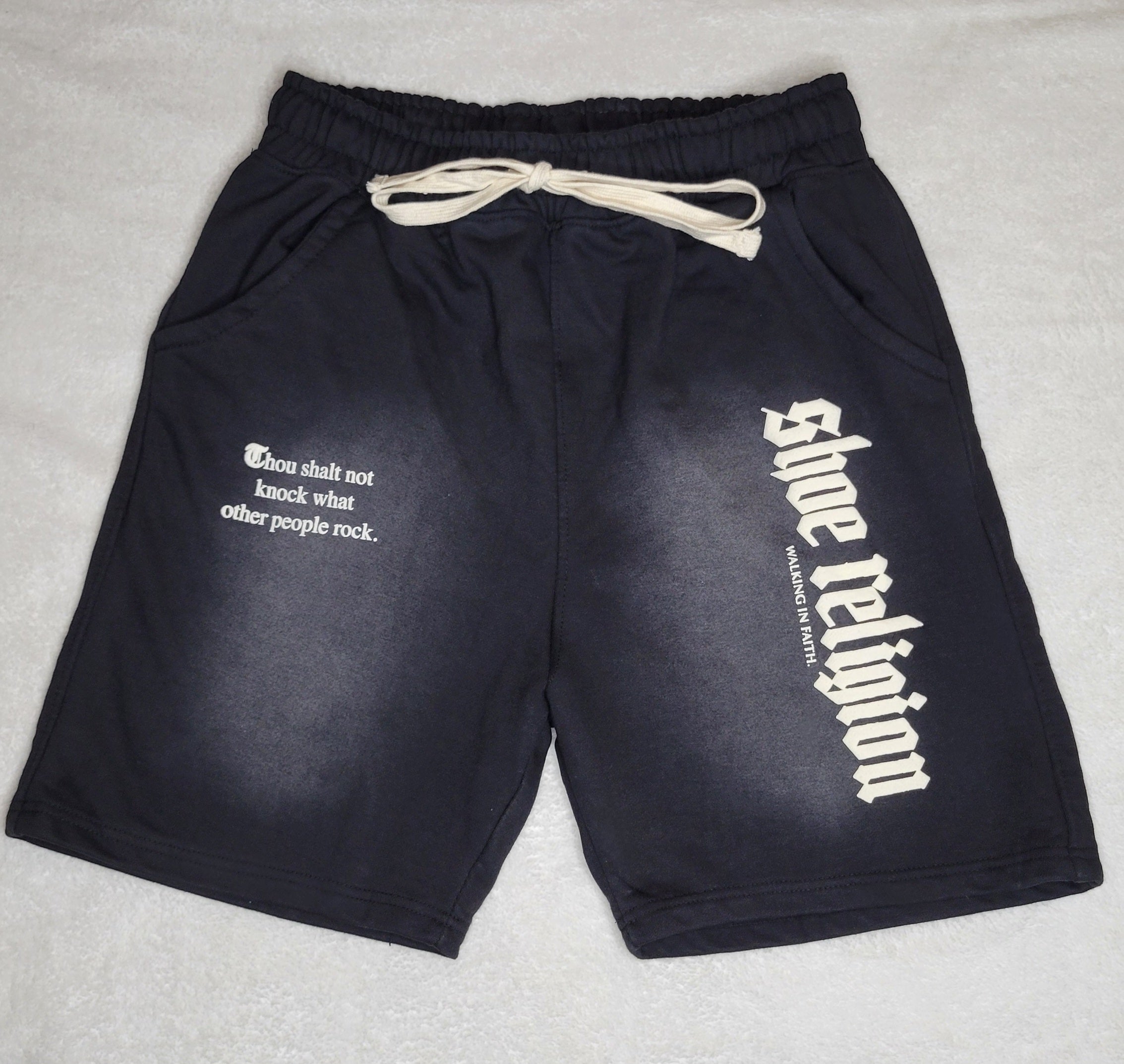 Black/Cream "Shoe Religion" Shorts