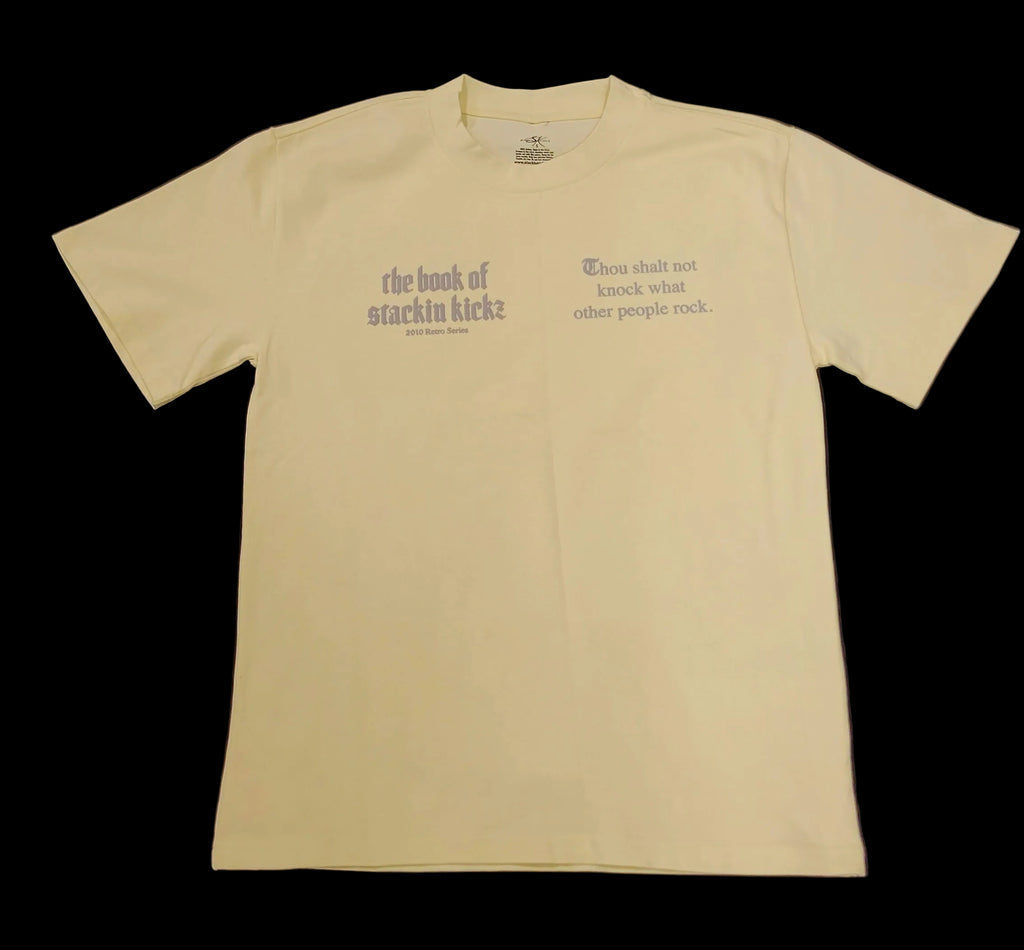 Cream/Gray Heavyweight "SHOE RELIGION" reimagined Tee.