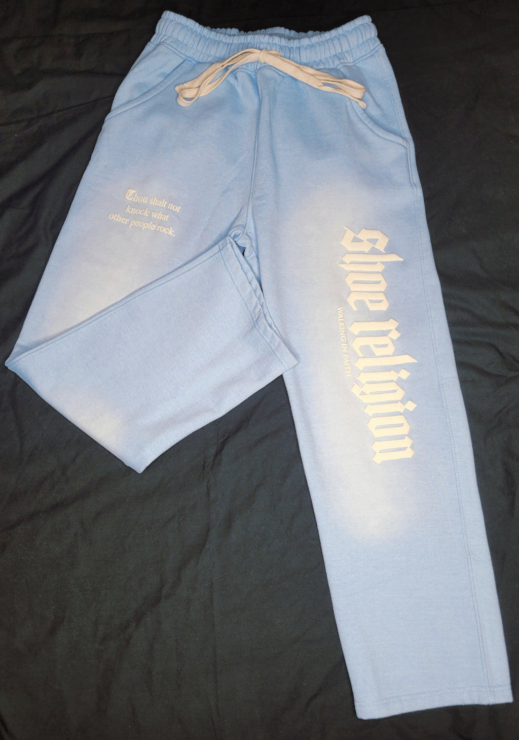 Ice Blue /Cream "Shoe Religion" Pants