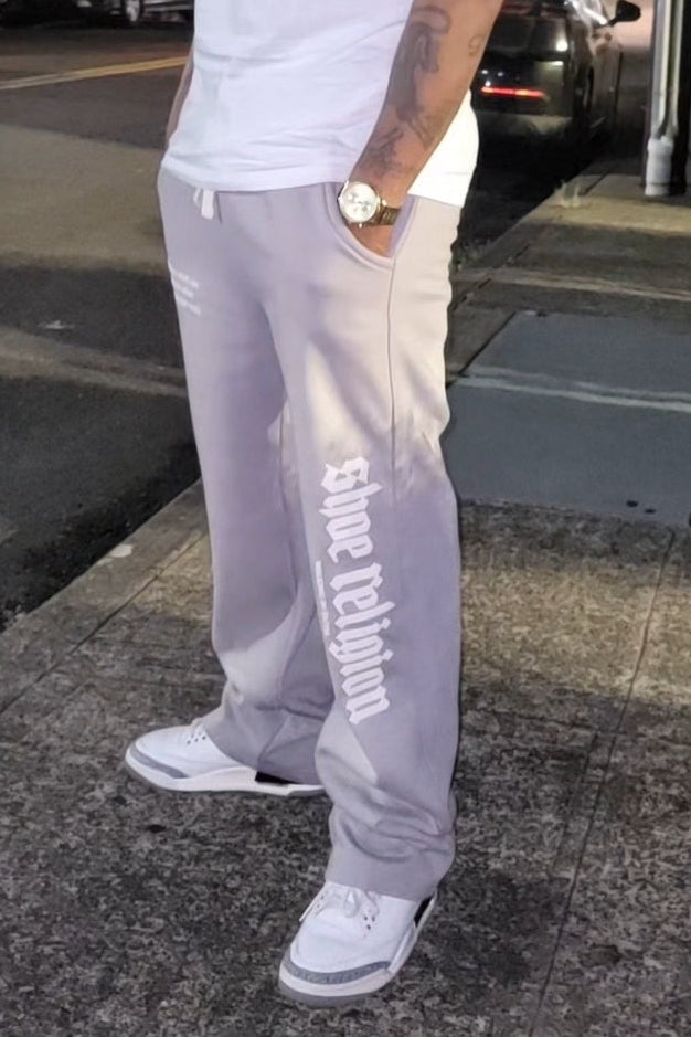 Gray/Cream "Shoe Religion" Pants