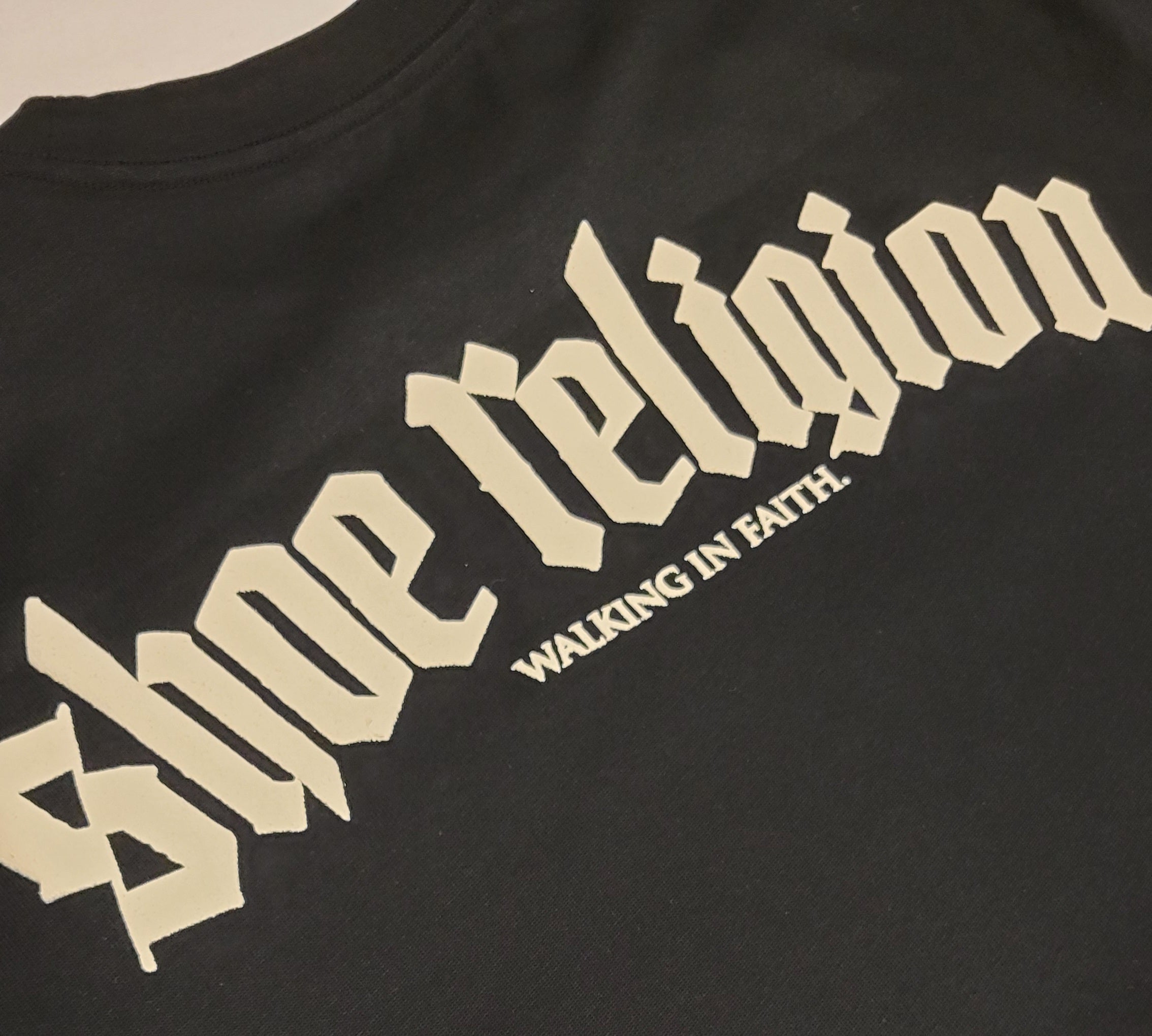 Black Cream Heavyweight "SHOE RELIGION" reimagined Tee