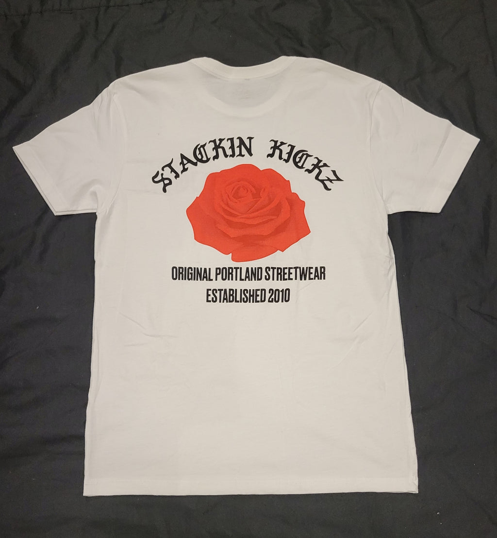 White Red Rose tee
