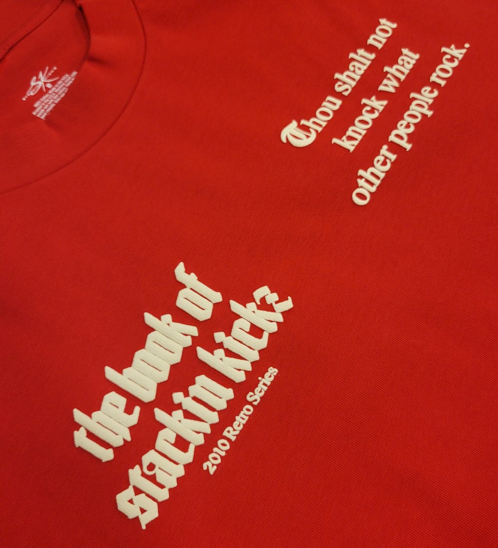 Cherry Red / Cream Heavyweight "SHOE RELIGION" reimagined Tee